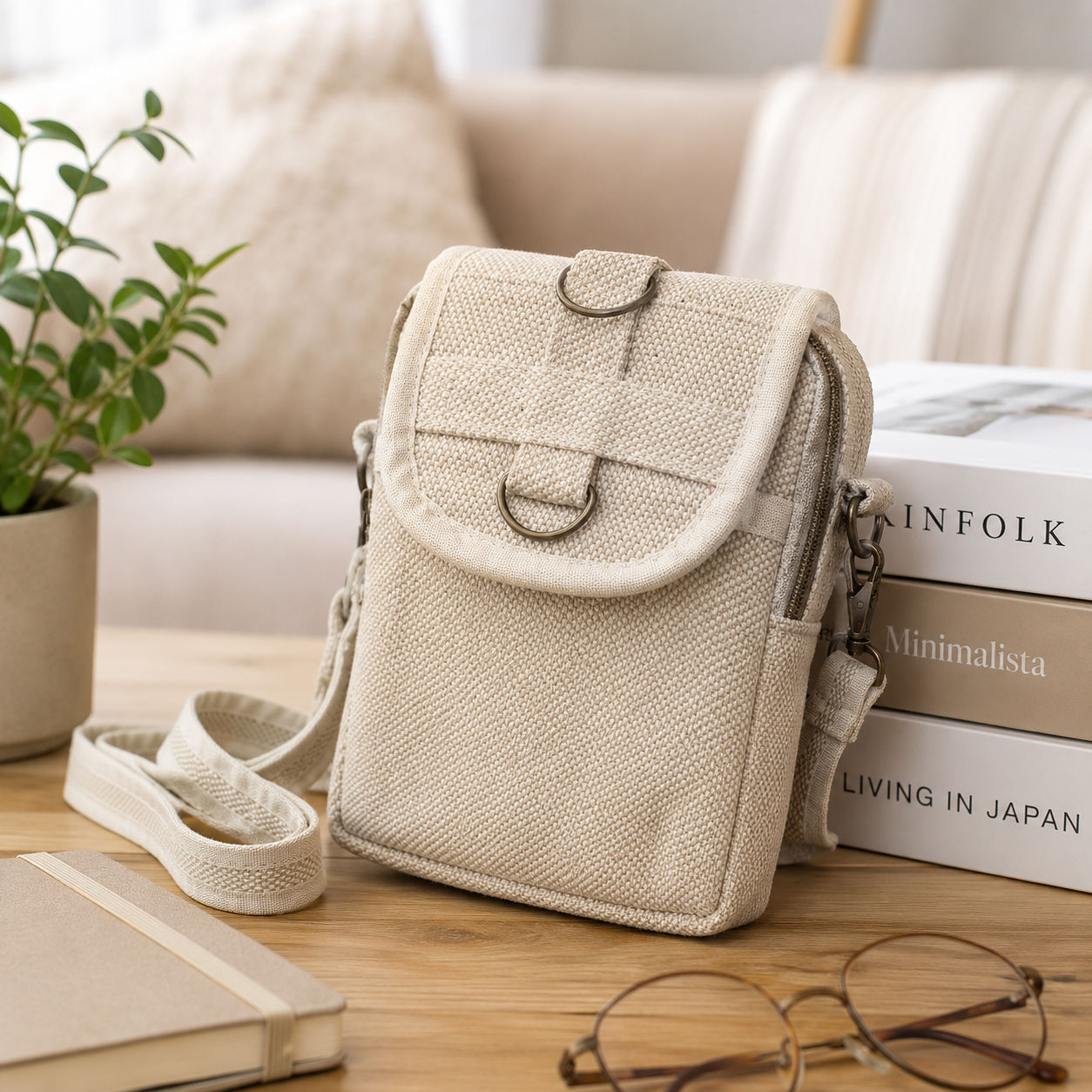 Natural Hemp Organic Cotton Sling Bag